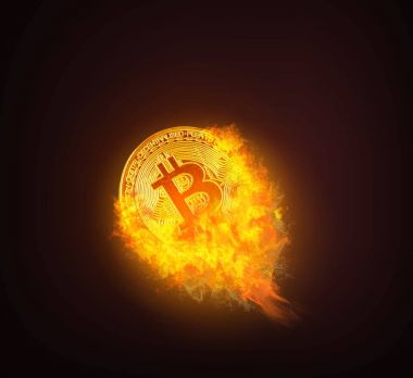 Bitcoin altın ve para yıldırım blockchain zor iş kavramı koyu arka plan üzerinde