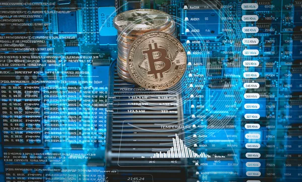 Geräte Und Maschinen Für Den Abbau Von Kryptowährungen Bitcoin Mining — Stockfoto