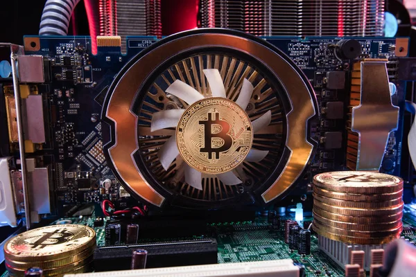 Concept Van Computer Printplaat Van Computer Voor Bitcoin Mining — Stockfoto