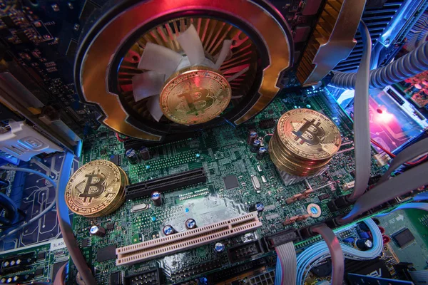 Concept Van Computer Printplaat Van Computer Voor Bitcoin Mining — Stockfoto