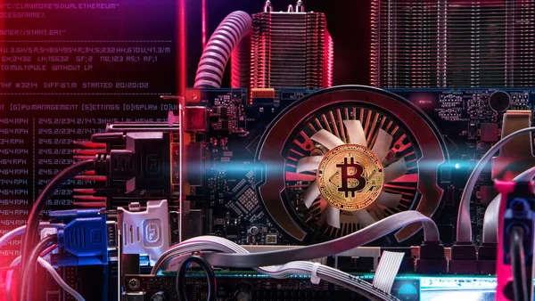 Concept Van Computer Printplaat Van Computer Voor Bitcoin Mining — Stockfoto