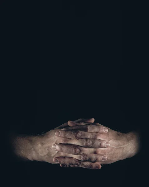 Man hands on black background — Stock Photo, Image