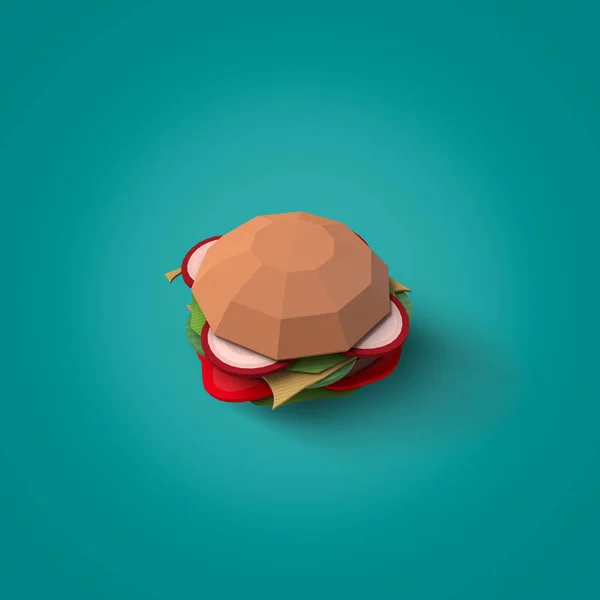 Concetto fast food. Burger di cartone su sfondo blu. Auto. — Foto Stock