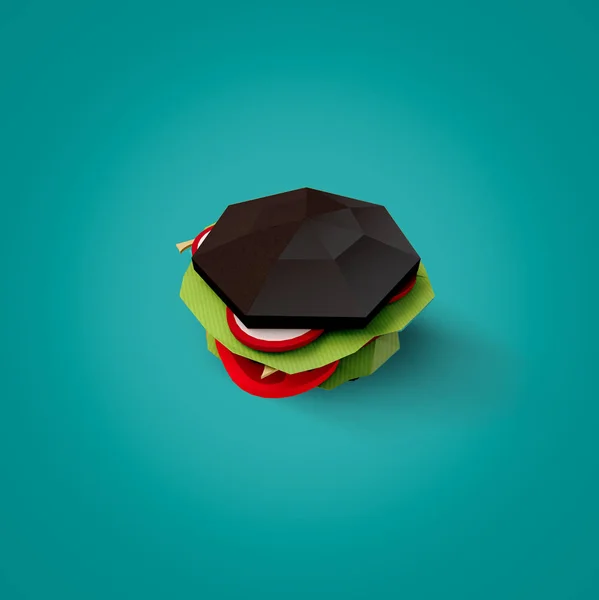 Koncepcja Fast food. Burger z tektury na niebieskim tle. Samochód — Zdjęcie stockowe