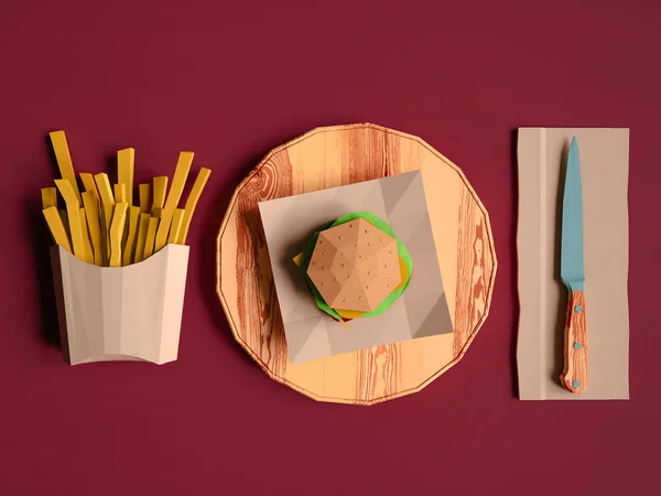 Concetto di sfondo fast food da cartone su sfondo di carta . — Foto Stock