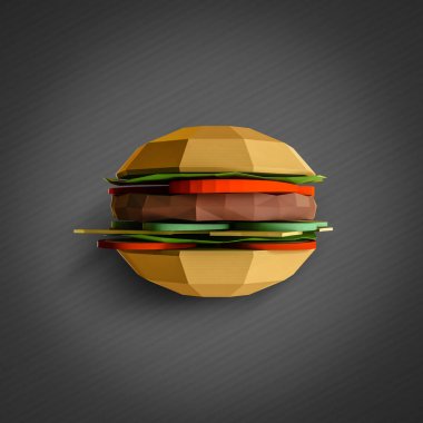 Fast food kavramı. Siyah arka plan üzerine karton dan burger. CA
