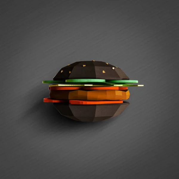 Fast food concept. Burger from cardboard on black background. Ca — Stock Photo, Image