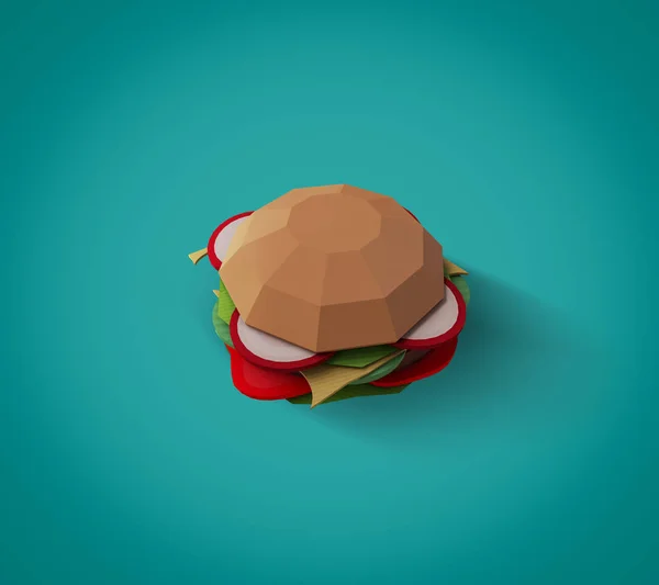 Fast food concept. Burger from cardboard on blue background. Car — Stock Photo, Image