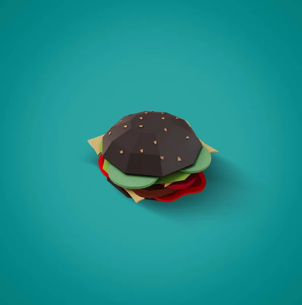 Fast food concept. Burger from cardboard on blue background. Car — Stock Photo, Image
