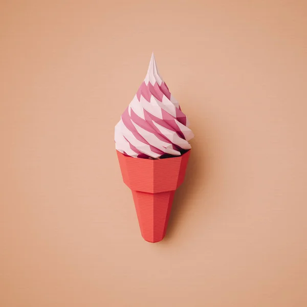 Concepto de comida. Helado de cartón sobre fondo de papper. Coche — Foto de Stock