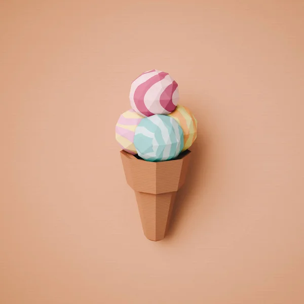 Concepto de comida. Helado de cartón sobre fondo de papper. Coche — Foto de Stock