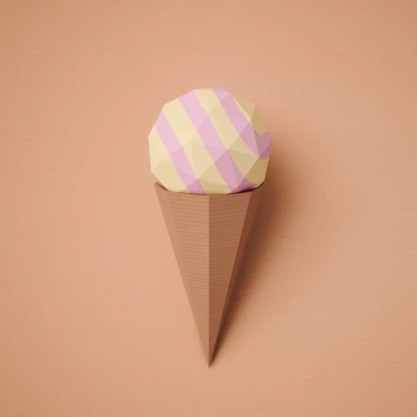 Food concept. Ice cream from cardboard on papper background. Car