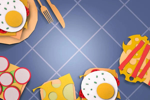 Fast Food Hintergrundkonzept aus Pappe auf Papier Hintergrund. — Stockfoto