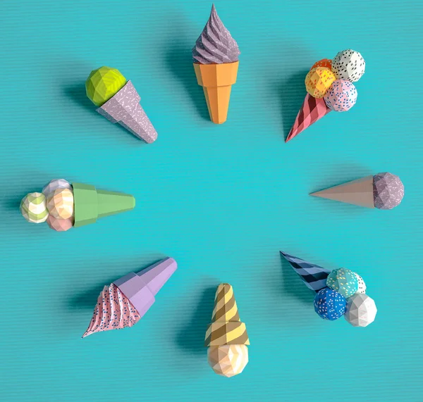 Zmrzlina z lepenky na pepřovou pozadí. Cartoon potravin prod — Stock fotografie