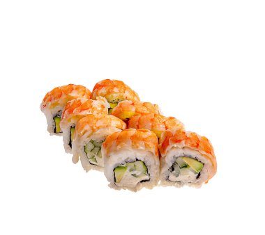 Japanese Sushi isolated on white background. Close up. Studio photo.