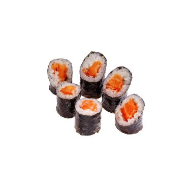 Japanese Sushi isolated on white background. Close up. Studio photo.