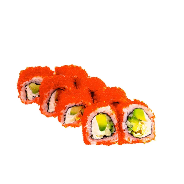 Sushi japonês isolado em fundo branco. Fecha. Estúdio foto . — Fotografia de Stock