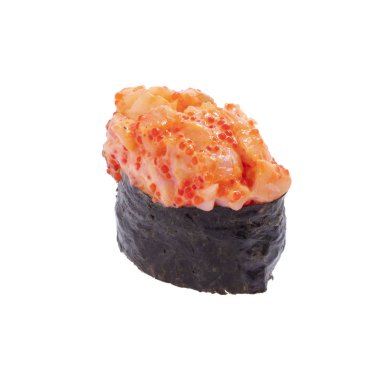 Japanese Sushi isolated on white background. Close up. Studio photo.