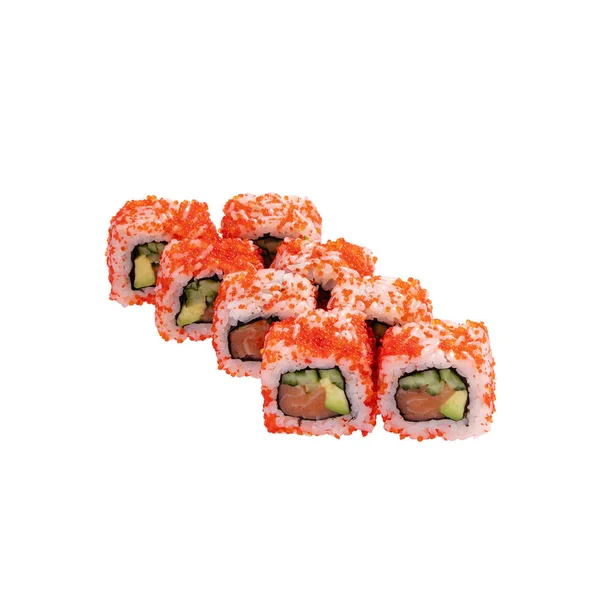 Sushi giapponese isolato su sfondo bianco. Chiudete. Studio foto . — Foto Stock