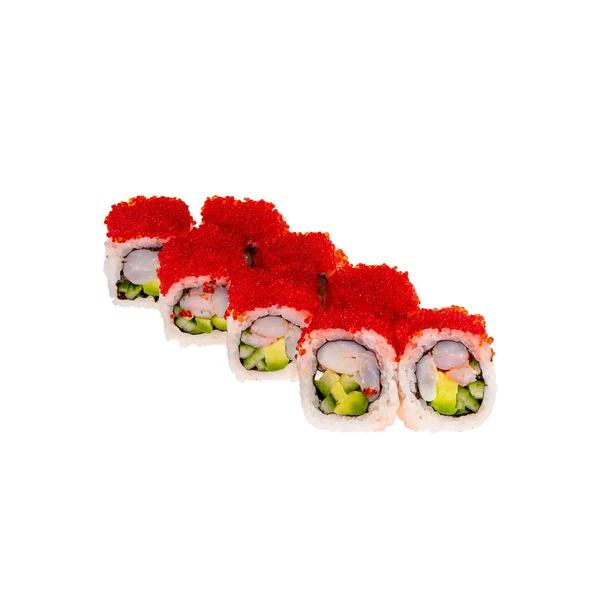 Sushi giapponese isolato su sfondo bianco. Chiudete. Studio foto . — Foto Stock