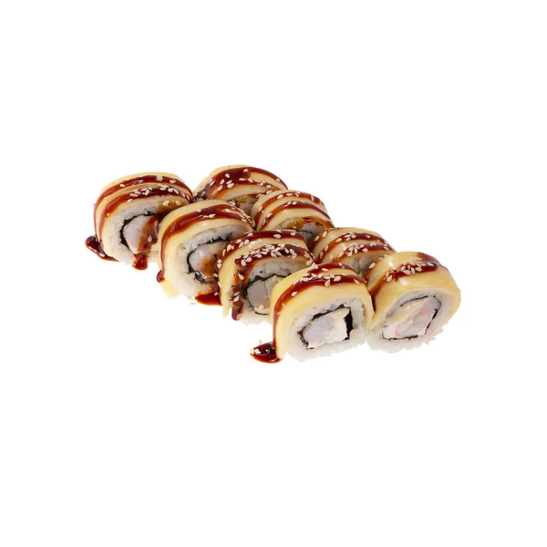 Sushi japonés aislado sobre fondo blanco. De cerca. Estudio foto . — Foto de Stock