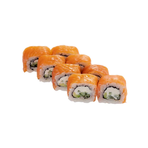 Sushi japonês isolado em fundo branco. Fecha. Estúdio foto . — Fotografia de Stock