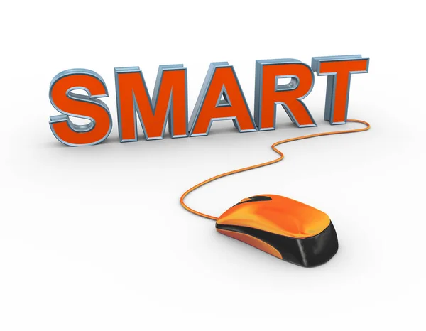 3d mouse collegato alla parola testo intelligente — Foto Stock