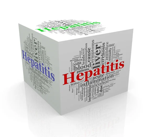 3d cubo palabra etiquetas wordcloud de hepatitis — Foto de Stock