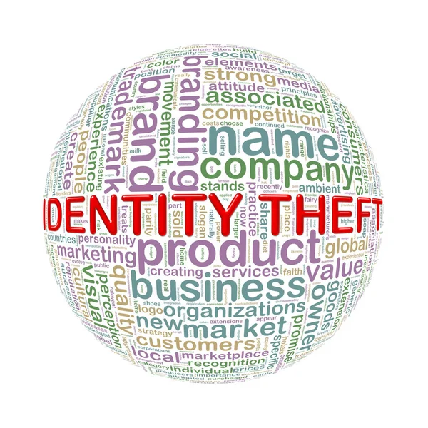 Wordcloud palavra tags bola de roubo de identidade — Fotografia de Stock