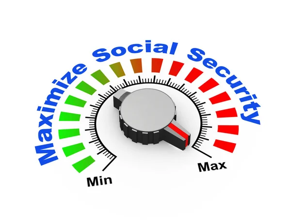 3d knoflík - maximalizovat sociální zabezpečení — Stock fotografie