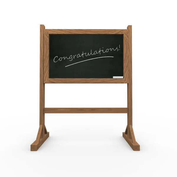 3d černá tabule slovo gratulace — Stock fotografie