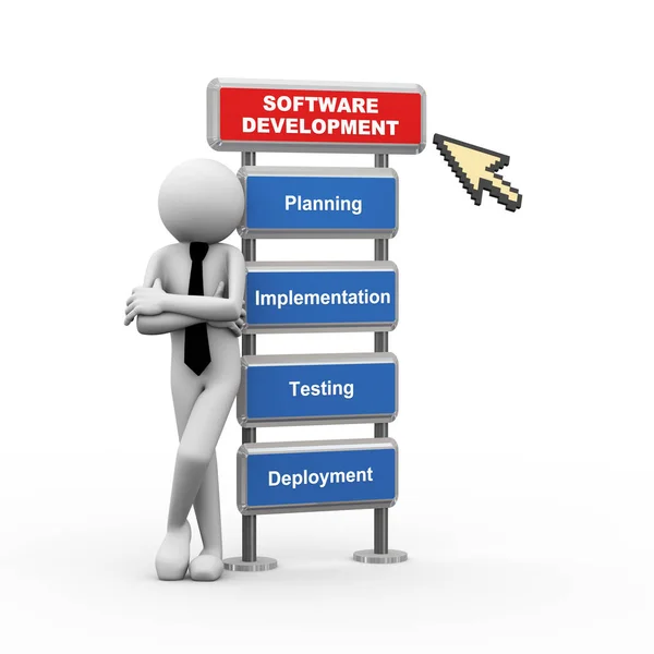 3d empresário e conceito de desenvolvimento de software — Fotografia de Stock