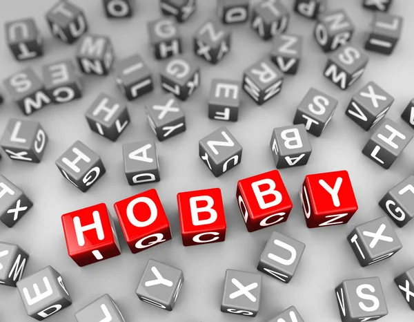 3d алфавит блокирует кубики слово хобби — стоковое фото