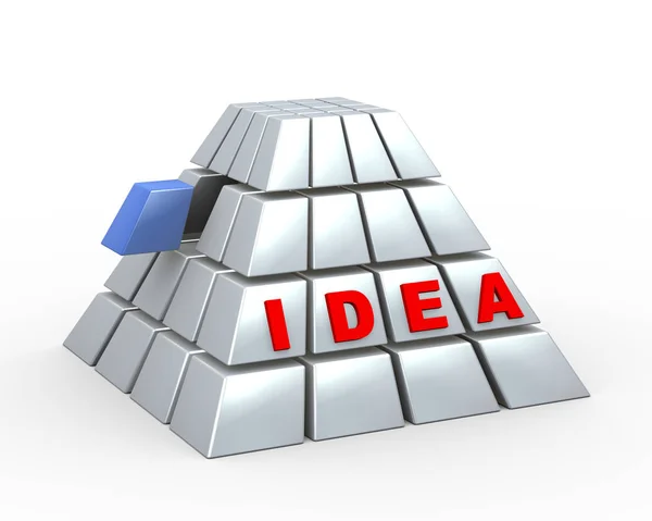 3d kubus piramide en woord idee — Stockfoto