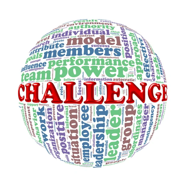Wordcloud word tags ball of challenge — 스톡 사진