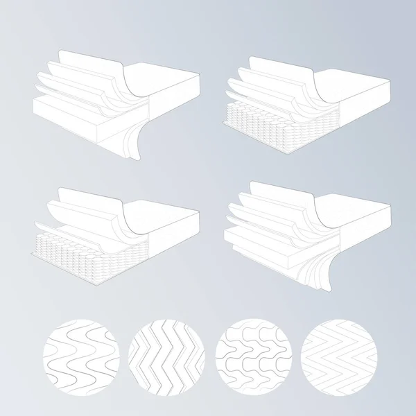 Vector set mattress section on layers — Stock Vector