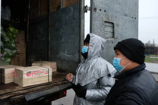 Almaty Kazakistan 2020 Lavoro Della Polizia Dei Medici Checkpoint Prima — Foto Stock