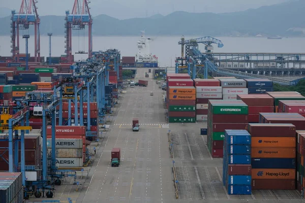 Ningbo China 2019 Terminal Carga Porto Marítimo Ningbo — Fotografia de Stock