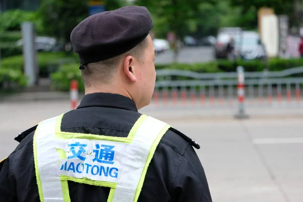 Нинбо Китай 2019 Дежурит Офицер Безопасности Специальном Костюме — стоковое фото