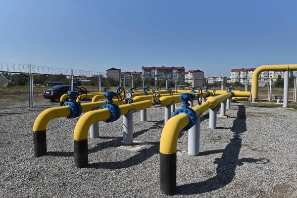 Almaty Kasachstan 2019 Stadtgas Alte Rohre Ventile Und Drucksensoren — Stockfoto