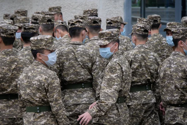 Almaty Kazakhstan 2020 Armée Procède Désinfection Sur Territoire Hôpital Quarantaine — Photo