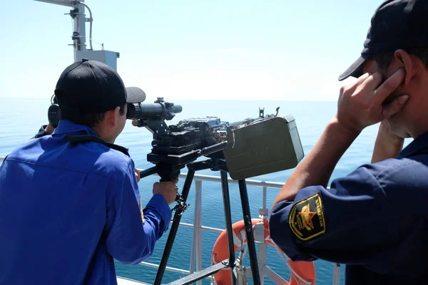 Aktau カザフスタン 2018 カザフスタン海軍の演習中の標的射撃 — ストック写真