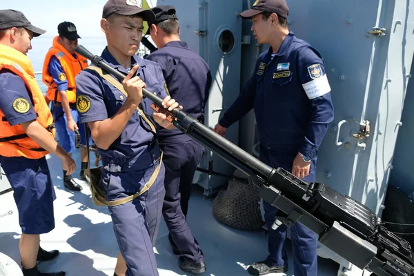 Aktau Kazakhstan 2018 Fusillade Pendant Les Exercices Des Forces Navales — Photo