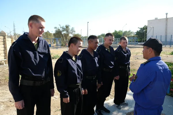 Aktau Kazahsztán 2018 Kazahsztáni Haditengerészet Katonai Személyzete Gyakorlatokon — Stock Fotó