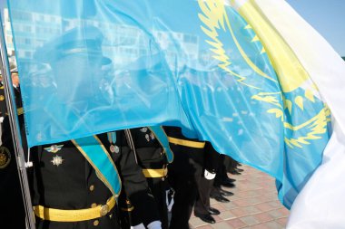 Aktau / Kazakistan - 08.17.2018: Kazakistan deniz kuvvetleri geçit töreni.