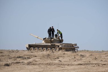 Aktau / Kazakistan - 08.17.2018: Kazakistan Deniz Kuvvetleri 'nin karadaki tatbikatları.
