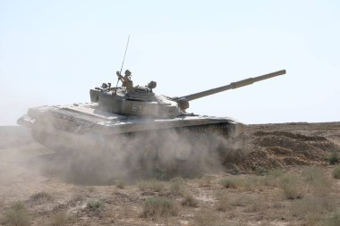 Aktau / Kazakistan - 08.17.2018: Kazakistan Deniz Kuvvetleri 'nin karadaki tatbikatları.