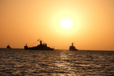 Aktau / Kazakistan - 08.17.2018: Kazakistan deniz kuvvetleri tatbikatları