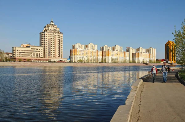 Nur Sultan Kazakhstan 2011 City View New Old Houses River — Stock Photo, Image