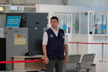 EDITORİAL Khorgos / Kazakistan - 10.06.2018: Gümrük ve sınır kontrol bölgesi. Kazakistan ve Çin arasındaki bölge. Khorgos Lojistik Merkezi.